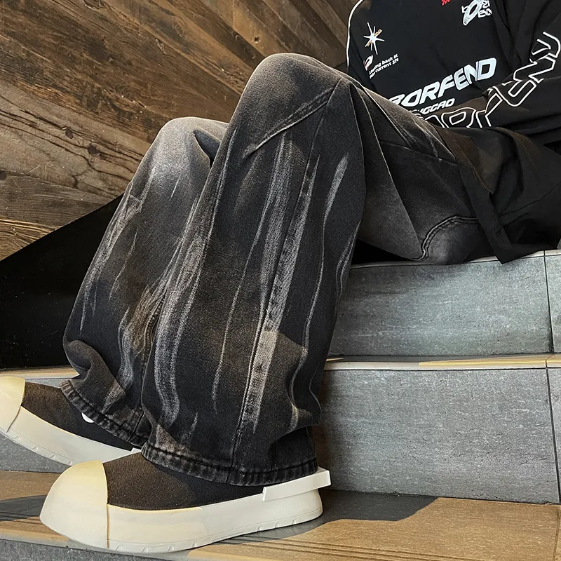 PAINT STAIN Jeans Unisex Black-3