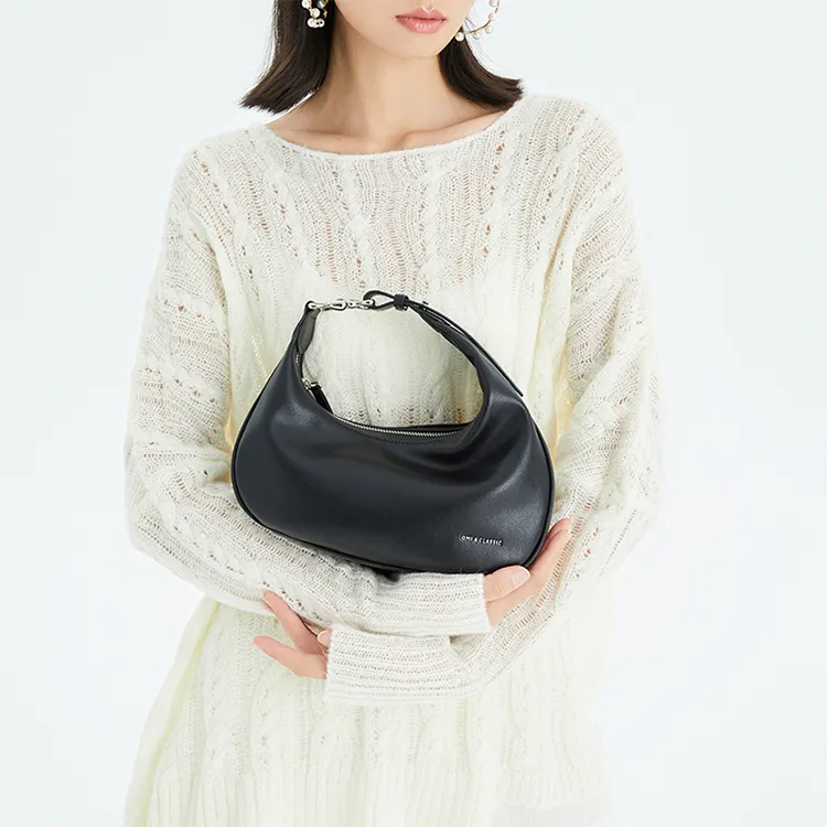 OMI Handbag Fabric With Microfiber Synthetic Leather Regular Women's Black/White/Caramel-2