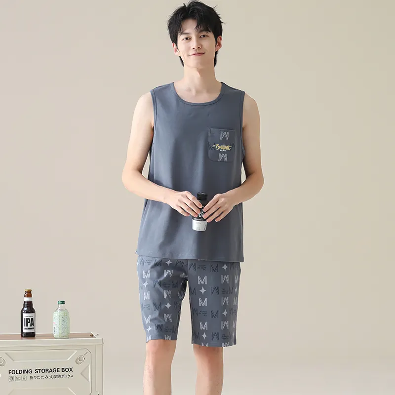 MIIOW Pajama Set Men's Shopping Bag Gray Blue-5