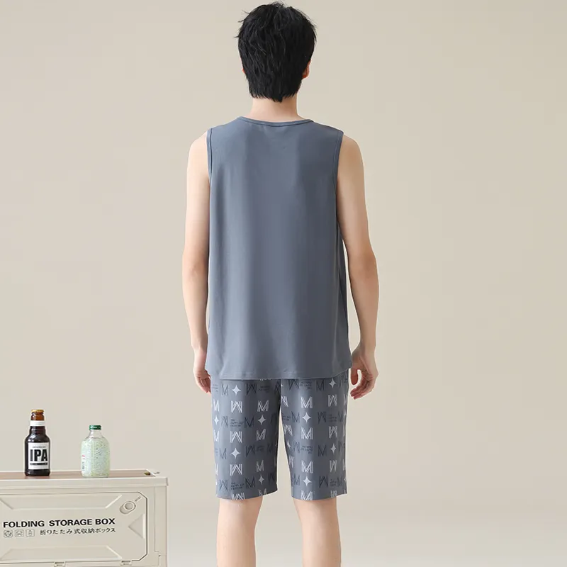 MIIOW Pajama Set Men's Shopping Bag Gray Blue-6