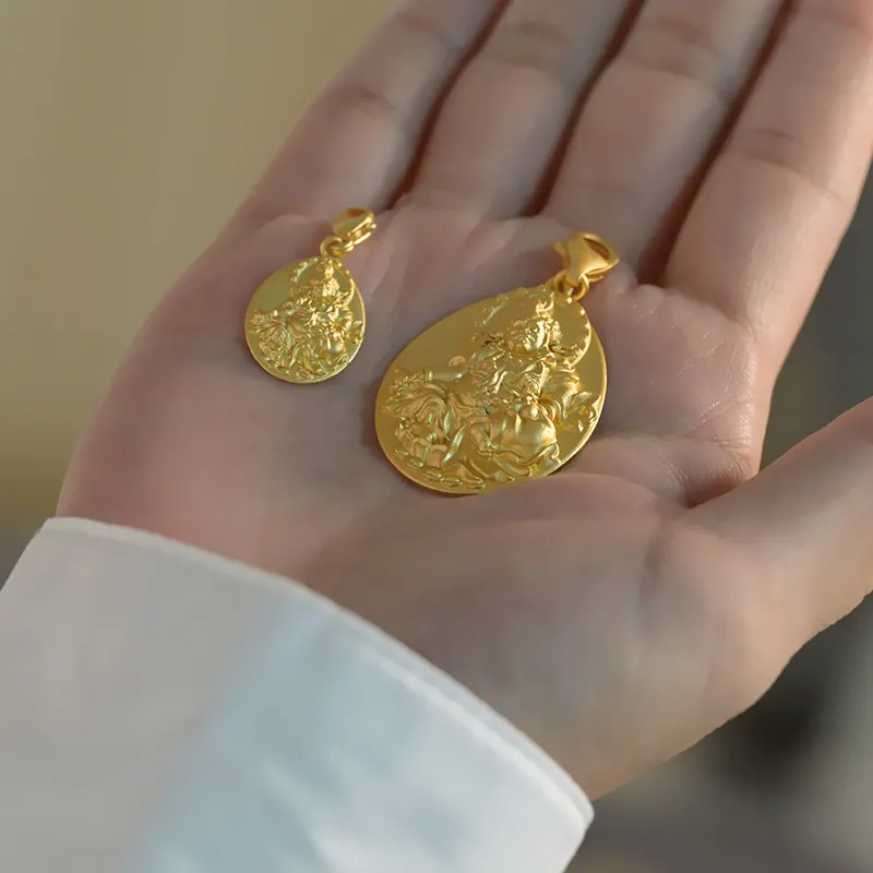 WUJINBAOZHU 925 Sterling Silver 18K Gold Plated Pendants Unisex-3