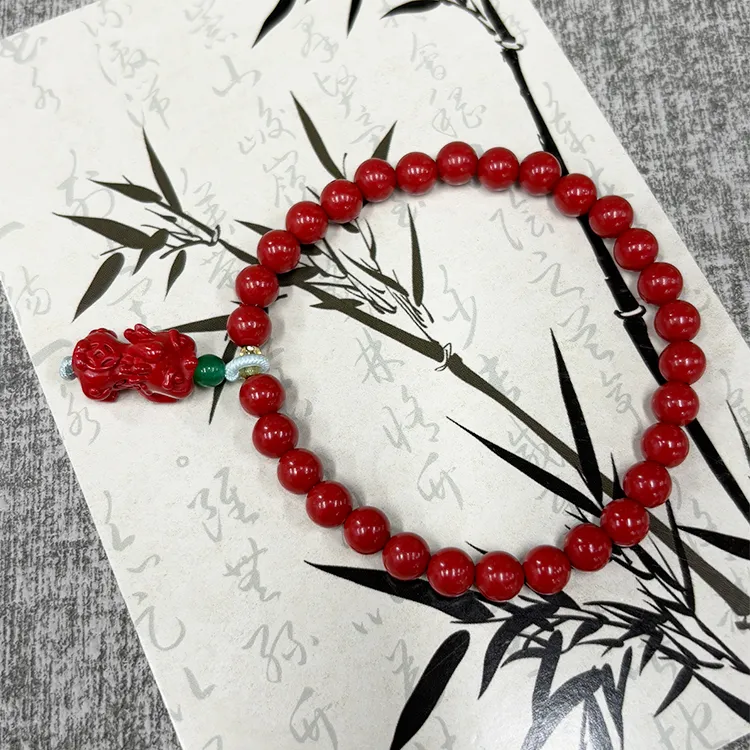 Furunlai Reconstructed Cinnabar Bracelets Unisex-1