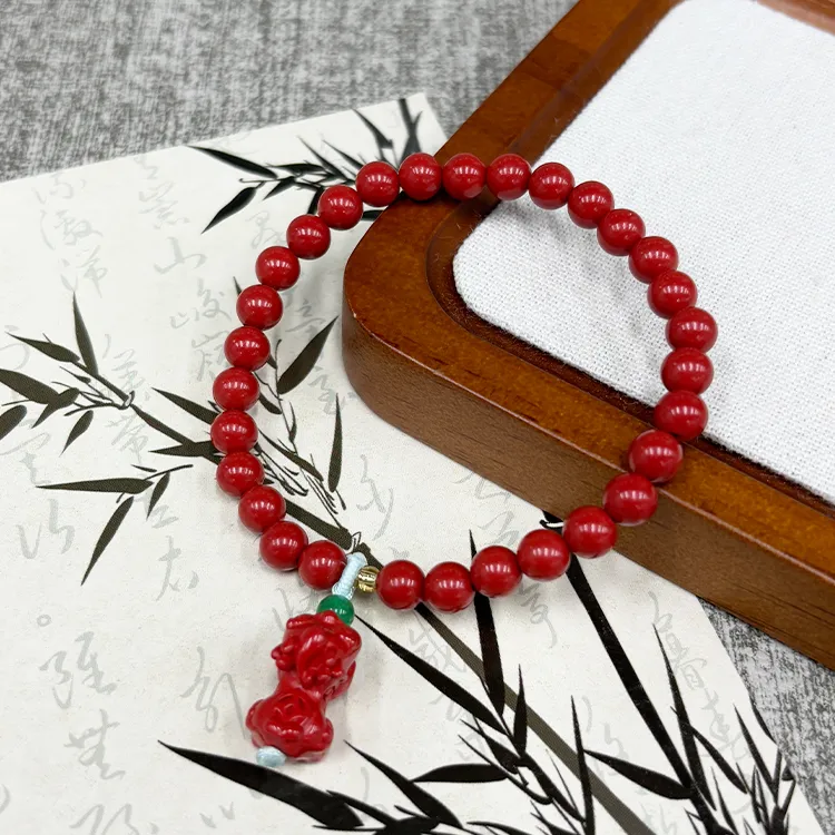 Furunlai Reconstructed Cinnabar Bracelets Unisex-4