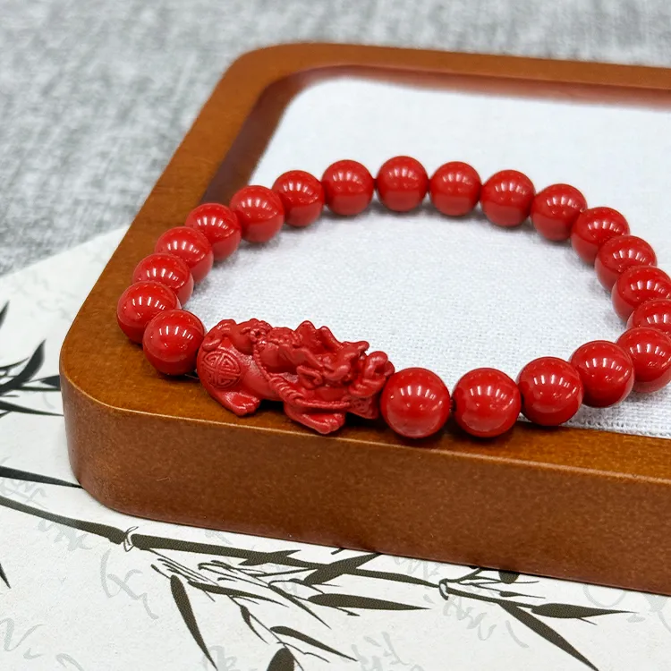 Furunlai Reconstructed Cinnabar Bracelets Unisex-2