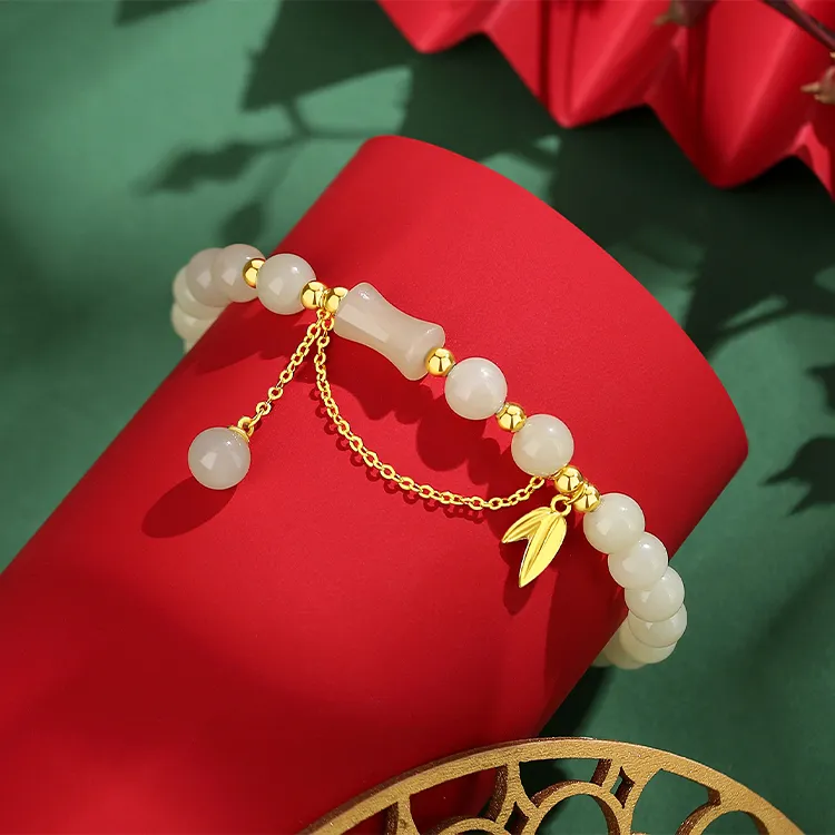 Furunlai Hetian Jade Bracelets Pale Greenish White Jade Unisex-3