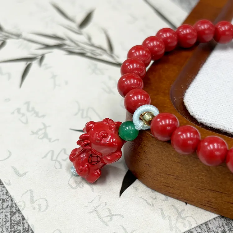 Furunlai Reconstructed Cinnabar Bracelets Unisex-3
