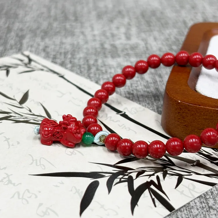 Furunlai Reconstructed Cinnabar Bracelets Unisex-2
