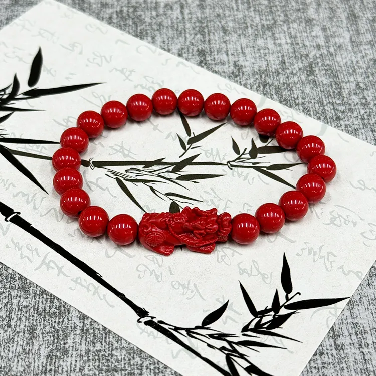 Furunlai Reconstructed Cinnabar Bracelets Unisex-1