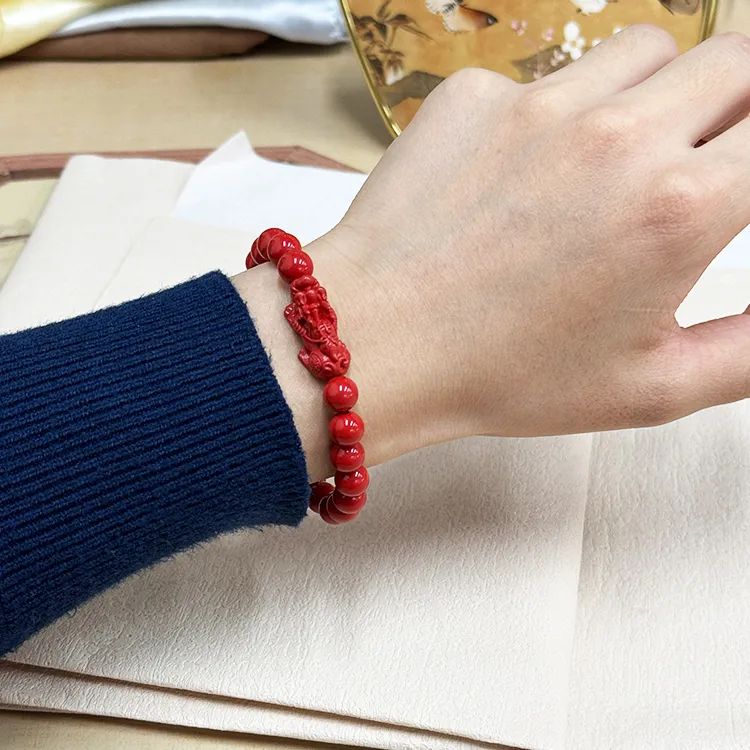 Furunlai Reconstructed Cinnabar Bracelets Unisex-4