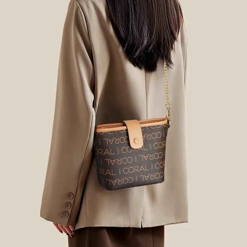 CORALDAISY Synthetic Leather Shoulder Bag Crossbody Bag Women's Ecru/Coffee-10