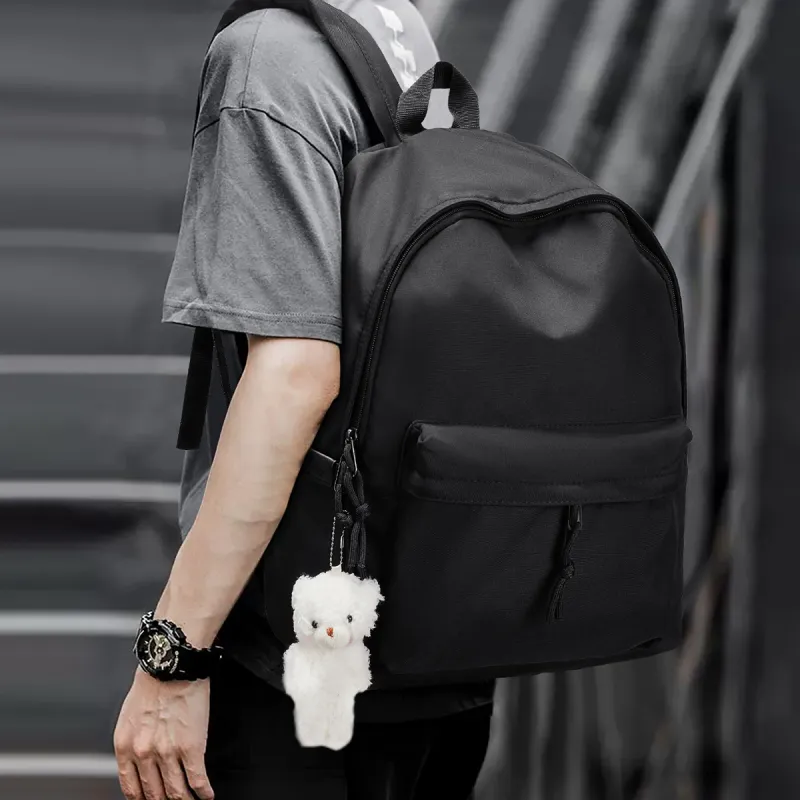 CORALDAISY Fabric Backpack Shoulder Bag Backpack Travel Bag Laptop Bag Regular Unisex Black-4