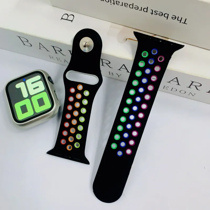 MILANQIAN M&Q Apple Compatibility Watch Band 38 45mm Watch Dial All Silicone Material-6