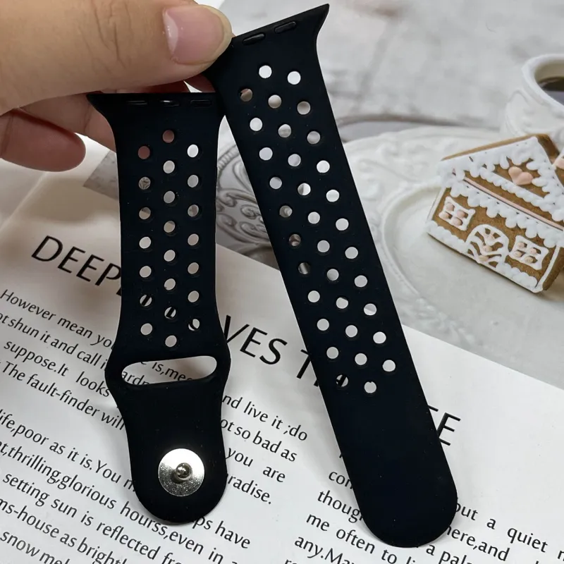MILANQIAN M&Q Apple Compatibility Watch Band 38 45mm Watch Dial All Silicone Material-4