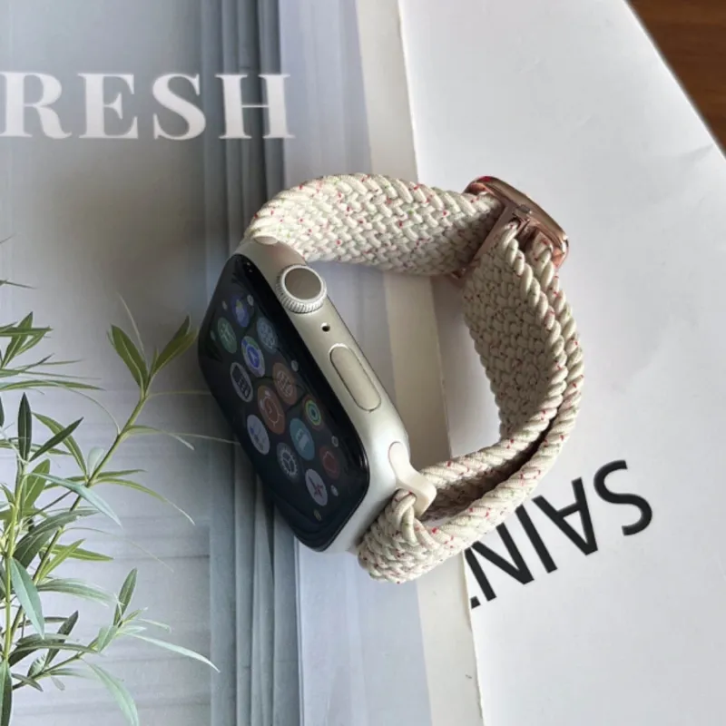 MILANQIAN M&Q Apple Compatibility Watch Band 38 45mm Watch Dial All Nylon Material-5