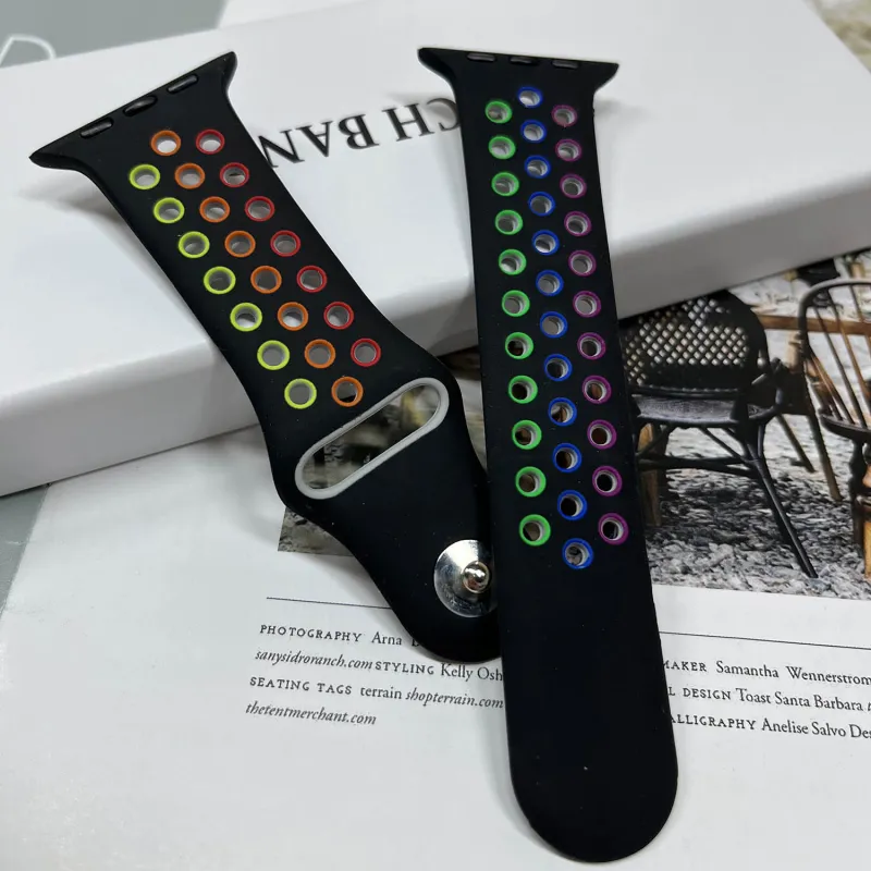 MILANQIAN M&Q Apple Compatibility Watch Band 38 45mm Watch Dial All Silicone Material-4