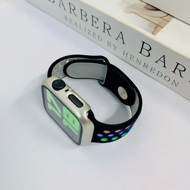 MILANQIAN M&Q Apple Compatibility Watch Band 38 45mm Watch Dial All Silicone Material-7