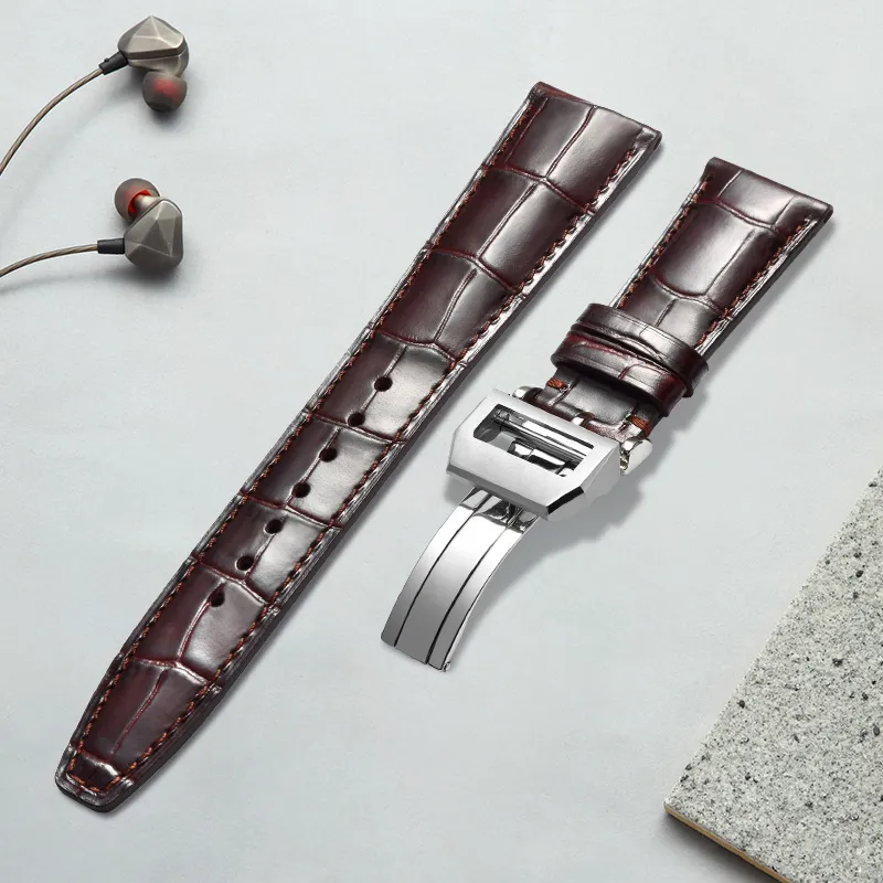 MILANQIAN M&Q IWC Compatibility Watch Band 190mm Cowhide Leather Material-9