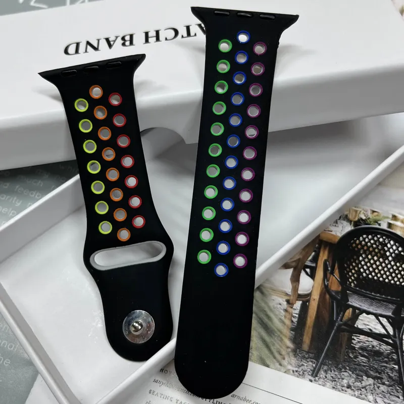 MILANQIAN M&Q Apple Compatibility Watch Band 38 45mm Watch Dial All Silicone Material-3