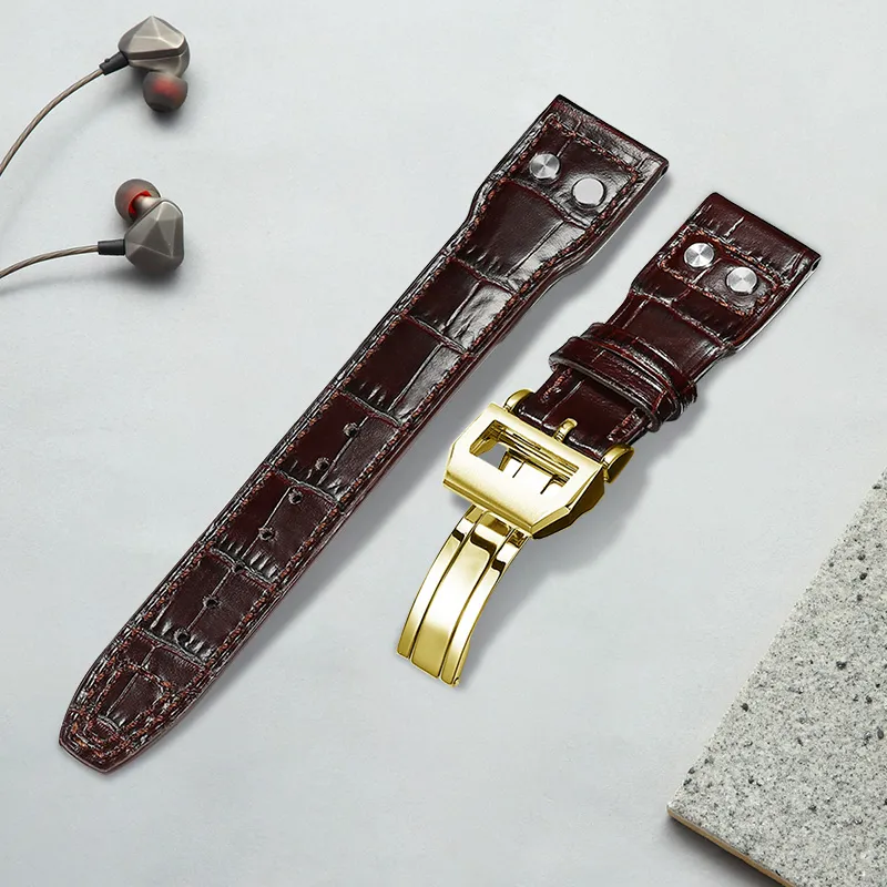 MILANQIAN M&Q Watch Band IWC Compatibility 190mm Cowhide Leather Material Unisex-16