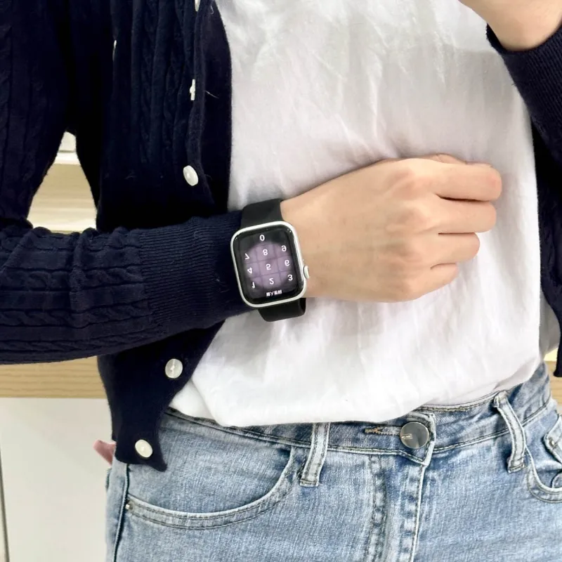 MILANQIAN M&Q Apple Compatibility Watch Band 38 45mm Watch Dial All Silicone Material-3