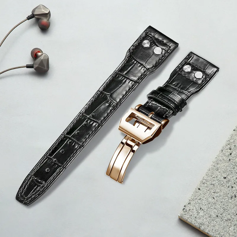 MILANQIAN M&Q Watch Band IWC Compatibility 190mm Cowhide Leather Material Unisex-10