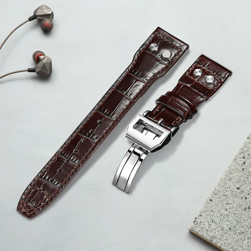 MILANQIAN M&Q Watch Band IWC Compatibility 190mm Cowhide Leather Material Unisex-6