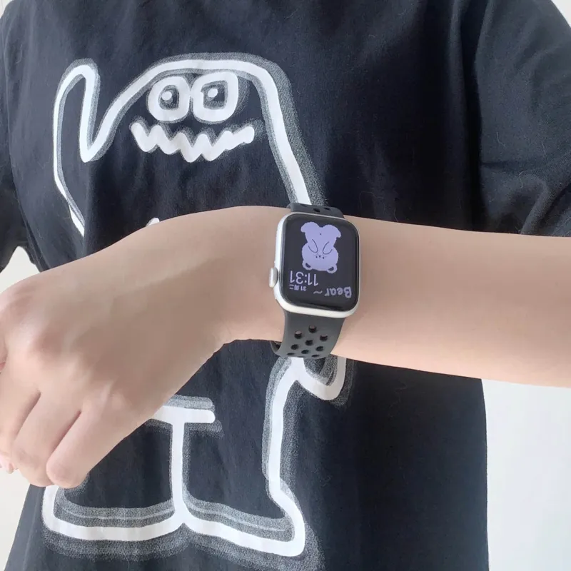 MILANQIAN M&Q Apple Compatibility Watch Band 38 45mm Watch Dial All Silicone Material-6