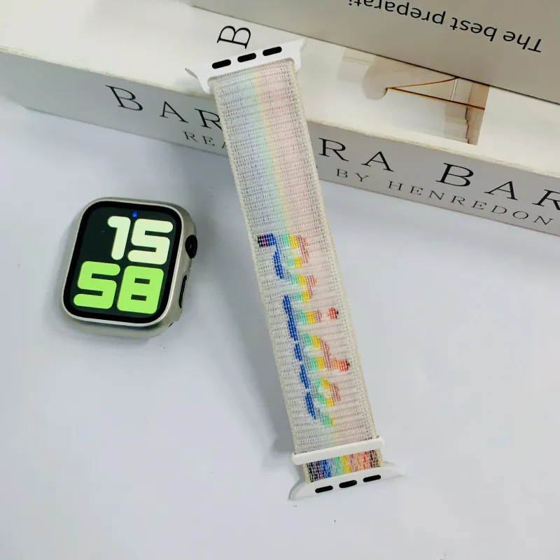 MILANQIAN M&Q Apple Compatibility Watch Band 38 45mm Watch Dial All Nylon Material-4
