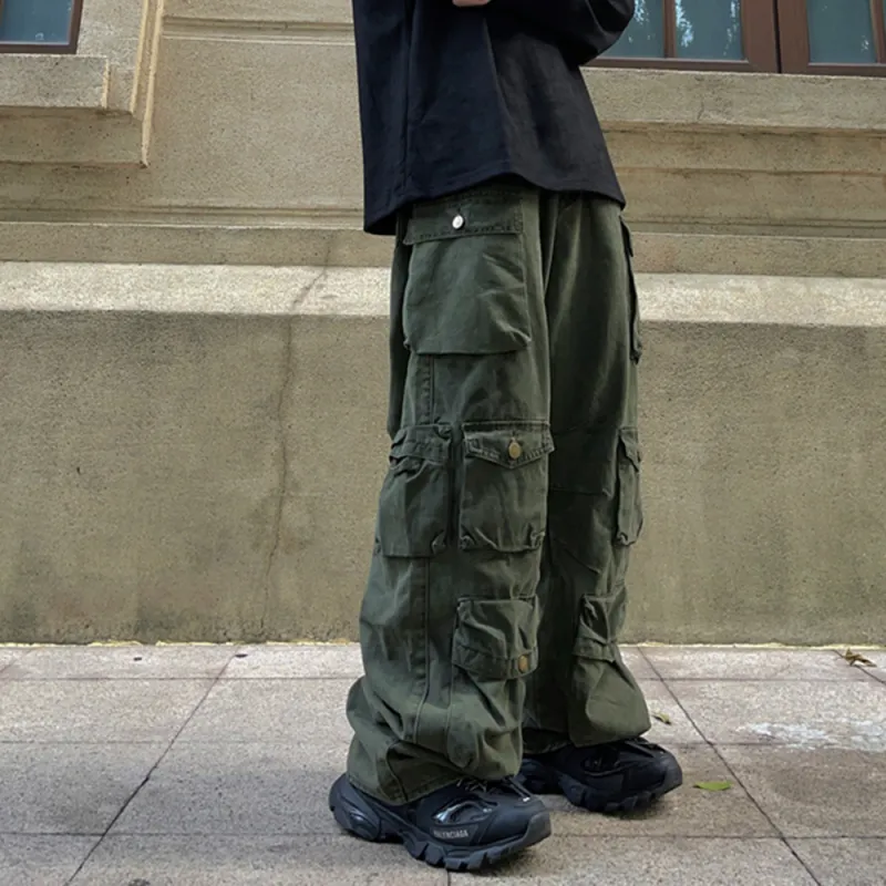 F.K.V.A Casual Pants Unisex Army Green-5