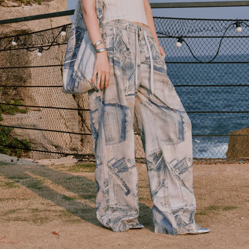 RUNTOTHEFUTURE Casual Pants Women's Frayed Denim-3
