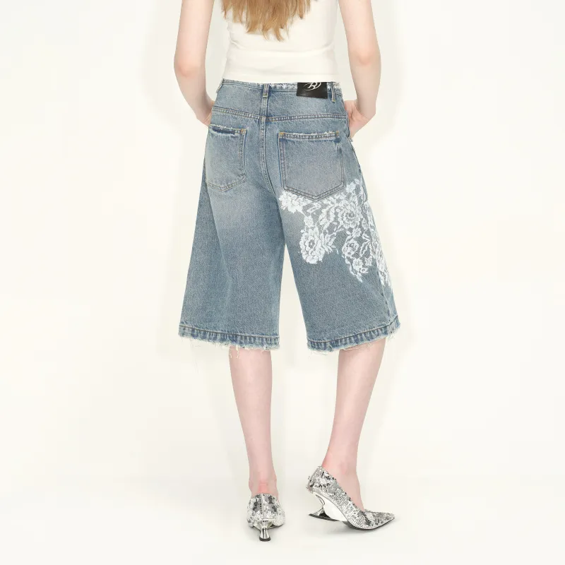 RUNTOTHEFUTURE Denim Shorts Women's Nostalgic Blue-2