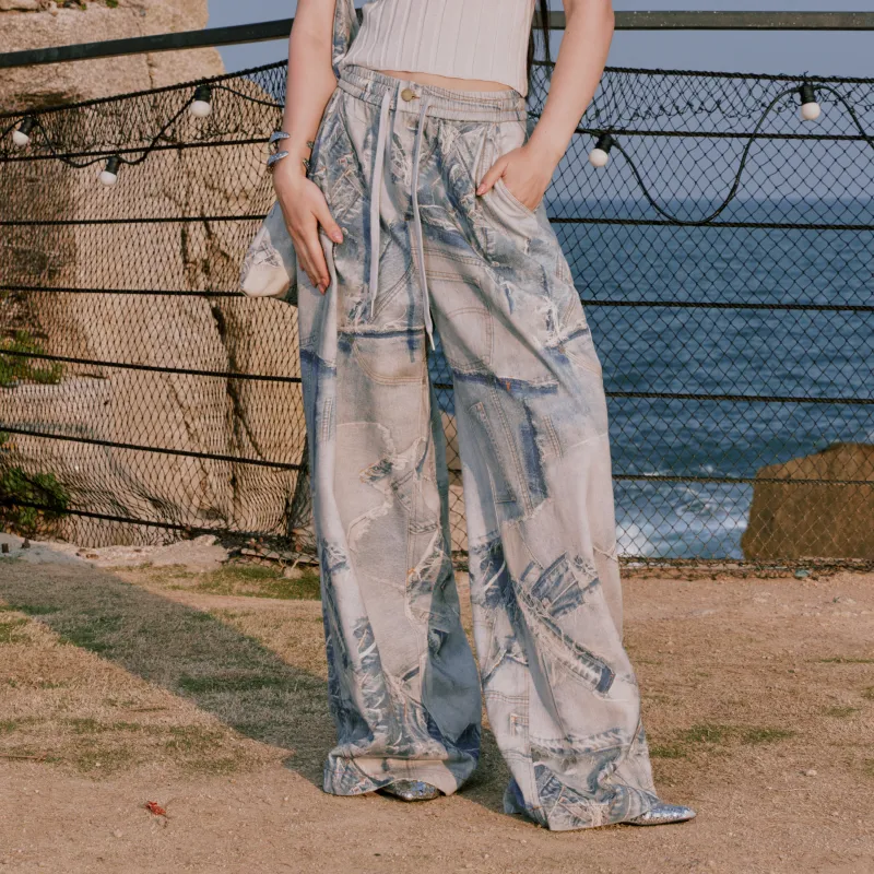 RUNTOTHEFUTURE Casual Pants Women's Frayed Denim-5