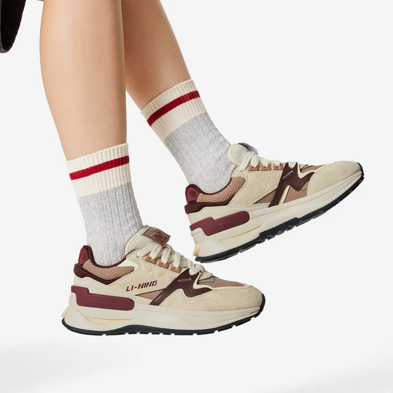 LiNing 001 Innocence V2 Anti Slip And Wear Resistant Rebound Low Top Casual Shoes Women's Beige Umber-4
