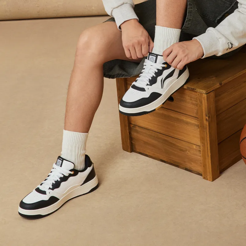 LiNing Tianji Soft Slip Resistant Cushioning Abrasion Resistant Low Top Skateboard Shoes Men's White Black-6