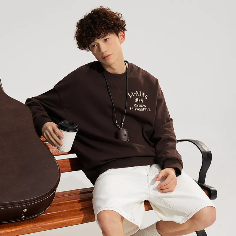 LiNing Weekend Youth Sweatshirt Unisex Charcoal Brown-3