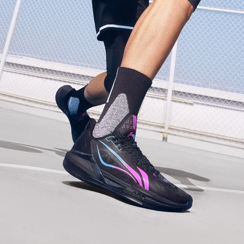 LINING Light Speed 3 Basketball Shoes Men Low Top Black Purple-6
