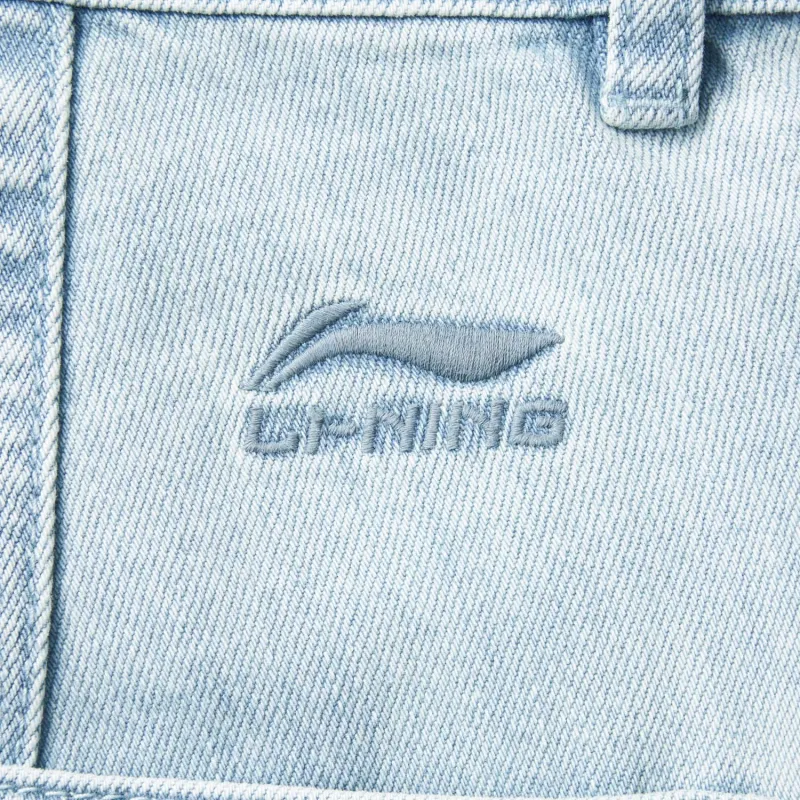 LiNing Sports Life Collection Jeans Men's Washed Blue Cow-3