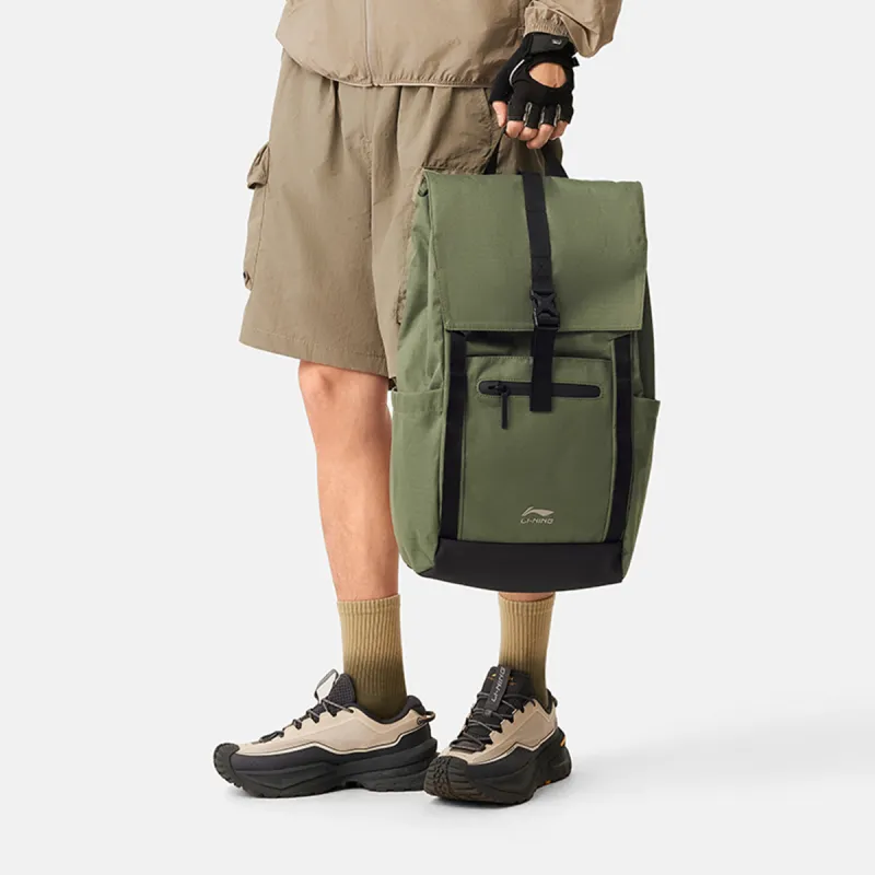 LiNing Polyester Backpack Unisex Army Canvas Green-4