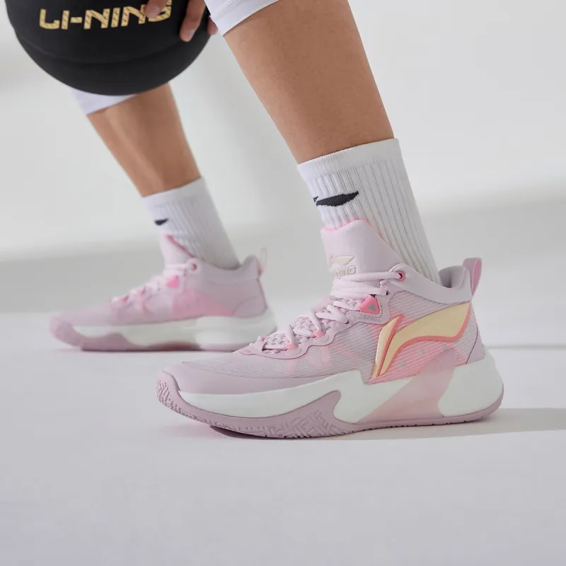 LiNing Speed Shock Absorbers With Slip Resistant And Abrasion Resistant Properties Low Top Basketball Shoes Men's Pink-7