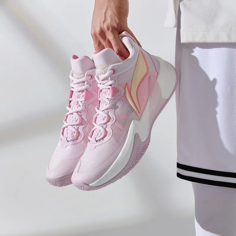 LiNing Speed Shock Absorbers With Slip Resistant And Abrasion Resistant Properties Low Top Basketball Shoes Men's Pink-5