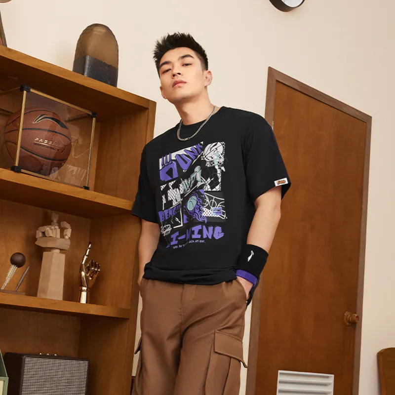 LINING Sports Life Collection T Shirts Men Black-2