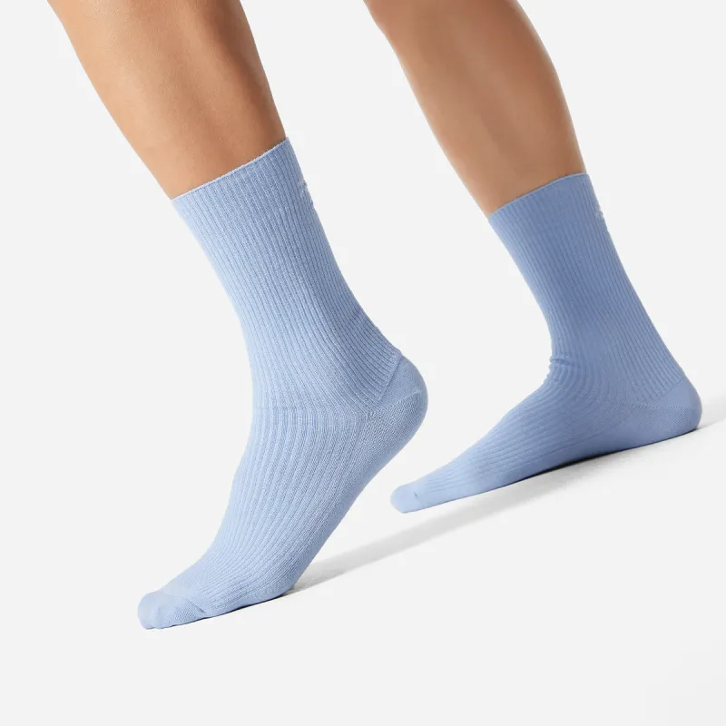 LiNing Sports Life Collection Mid Calf Socks Unisex 1 Pack Cloud Blue Standard White-2