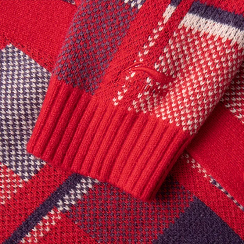 LiNing Rijin Doujin Collection Knitwear Men's Red Plaid-5