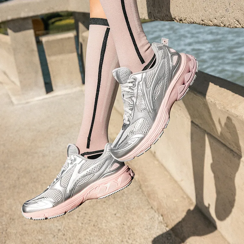 LiNing Shake 2.0 Slip Resistant And Abrasion Resistant Support Low Top Running Shoes Women's Silver Pink-5