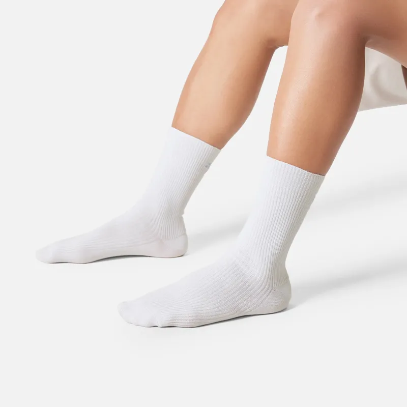 LiNing Sports Life Collection Mid Calf Socks Unisex 1 Pack Standard White/Sky Blue-3
