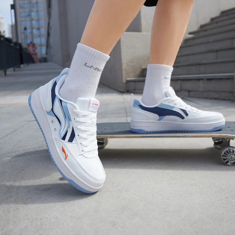 LiNing Haichuan Slip Resistant Cushioning Abrasion Resistant Lightweight Low Top Skateboard Shoes Men's White Blue-8