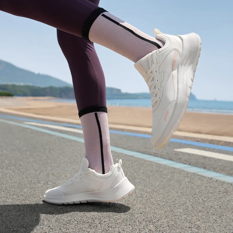LiNing Feather Non slip Lightweight Low Top Running Shoes Women's Mist White-6