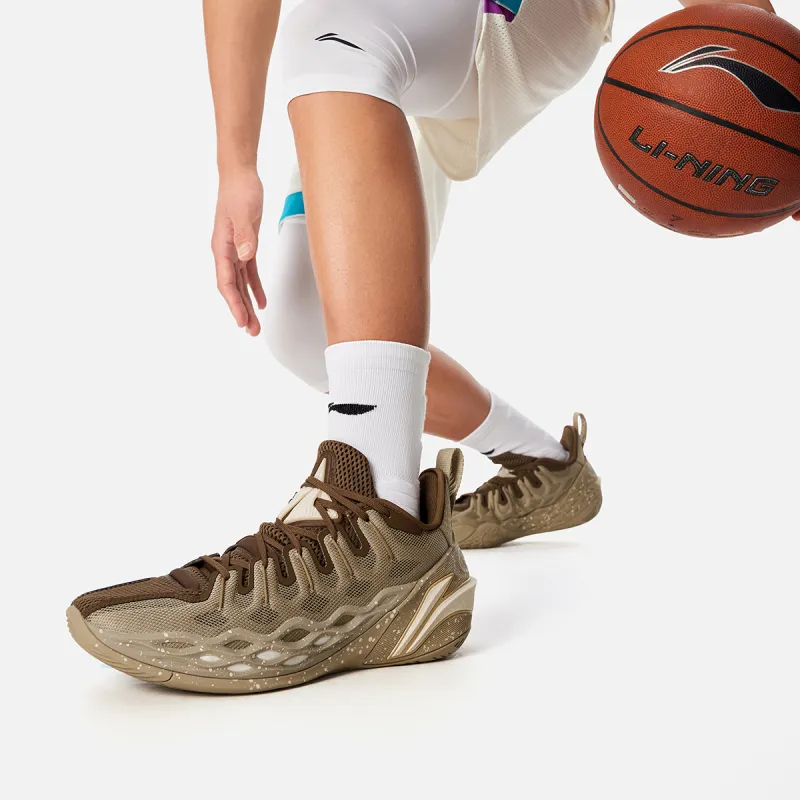 LiNing Buckets Cushioning, Slip Resistant, And Breathable Low Top Basketball Shoes Men's Umber-7