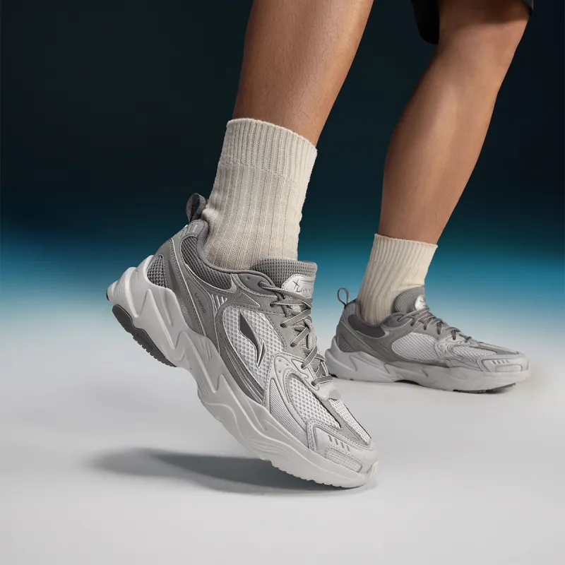 LiNing Meteor 2K Cushioning, Slip Resistant, Abrasion Resistant Support Low Top Chunky Sneakers Men's Gray-7
