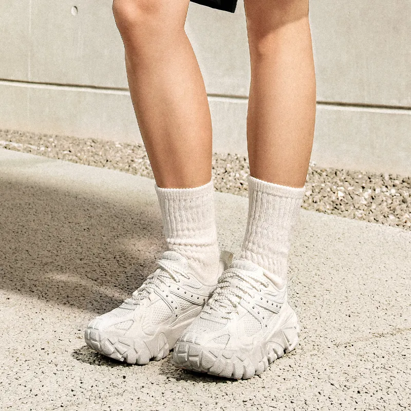 LiNing Dunes Cushioning Anti Slip Wear Resistant Breathable Height Increasing Low Top Casual Shoes Women's Ivory-7